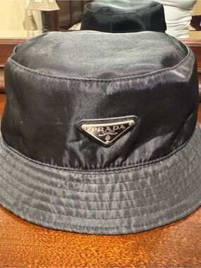 Prada Black Re-Nylon Bucket Hat with Milano Label